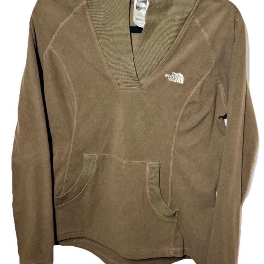 The North Face Lite Brown Fleece Pullover Women’s M Ribbed Trim Collar and Cuffs - Picture 2 of 9